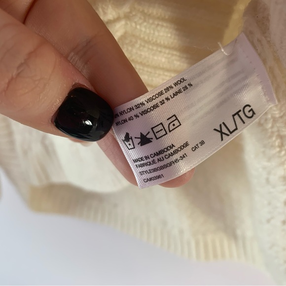 SUNG Alred Sung Womens Cowl Neck Sweater Waffle Knit White Size XL - Picture 4 of 6